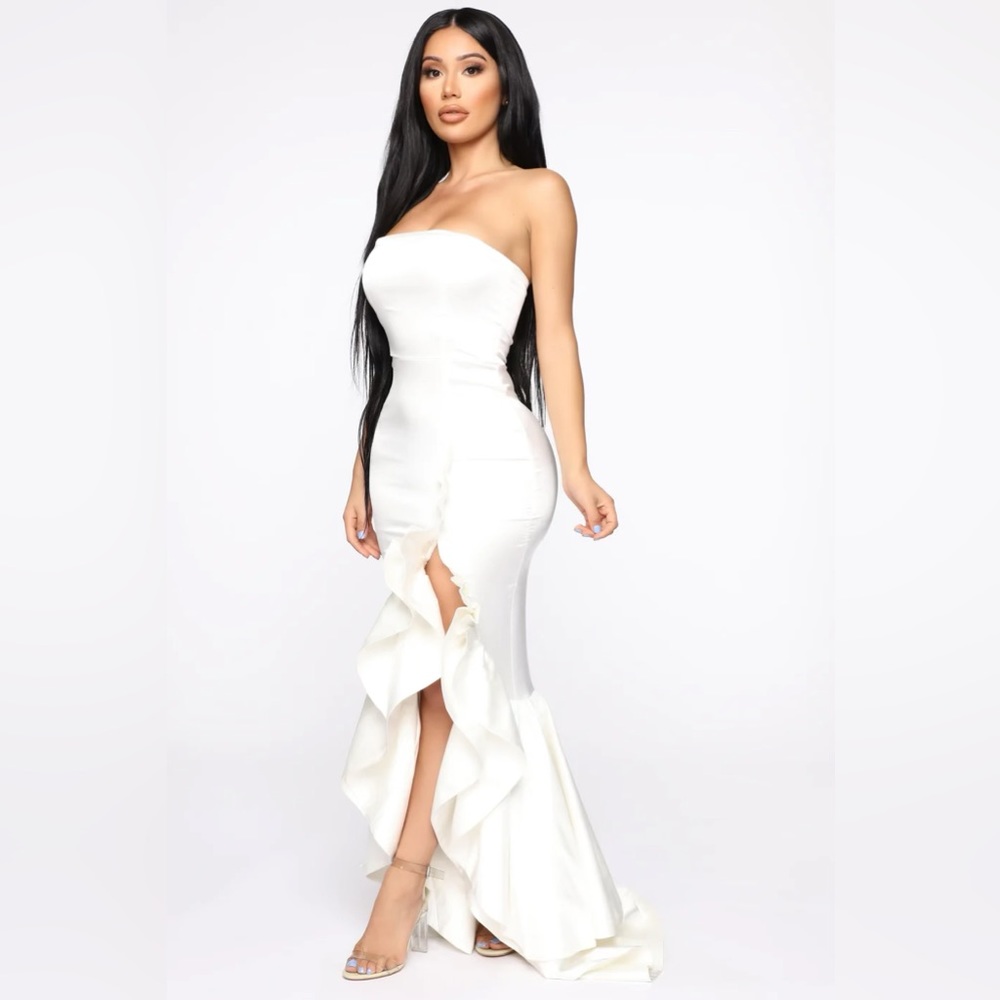 Attentions on Me Satin Gown - White